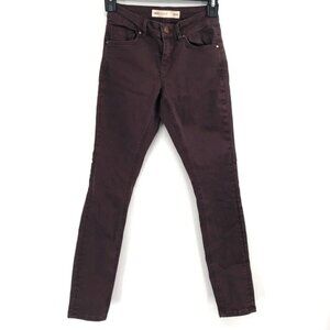 ASOS Denim Purple Burgundy Skinny Jeans Pants 24 Women High Rise High Waisted